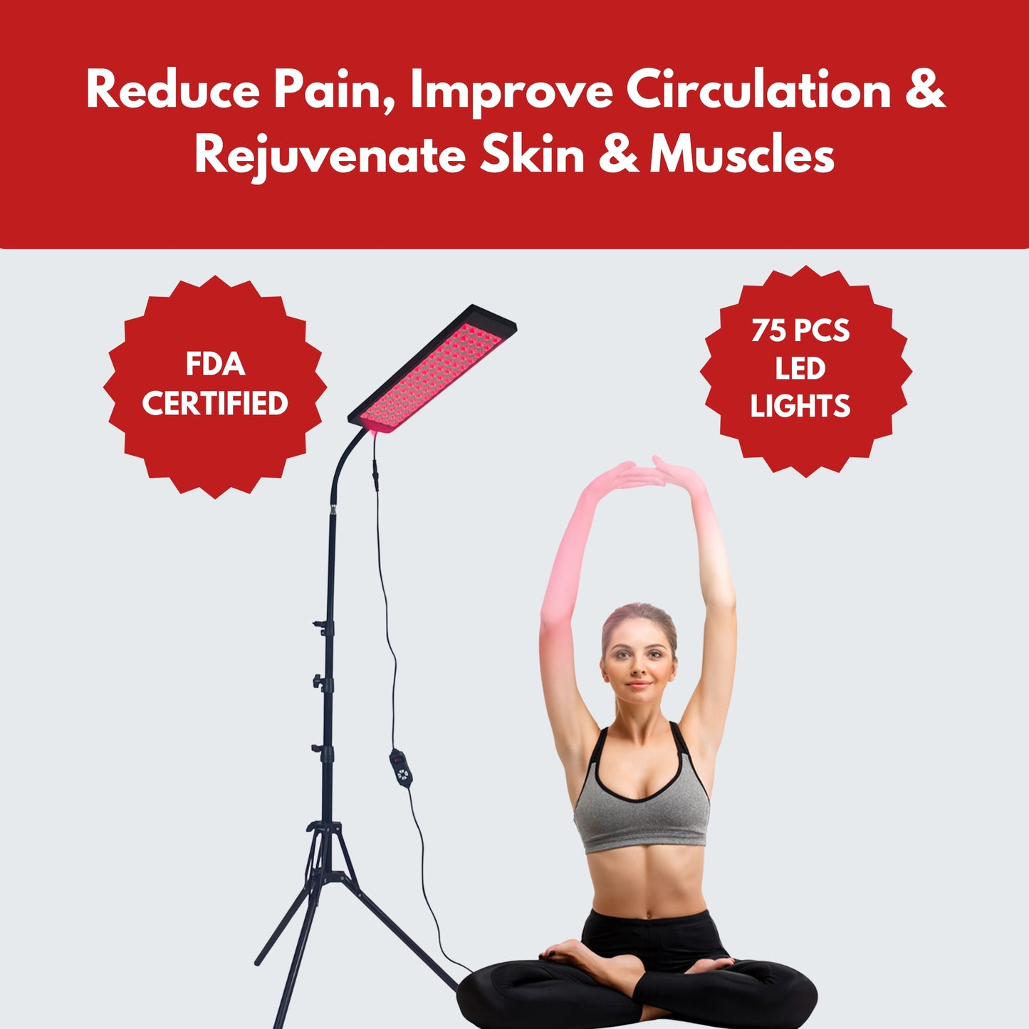 RadiaVita Red Light Therapy Panel with Adjustable Tripod Stand