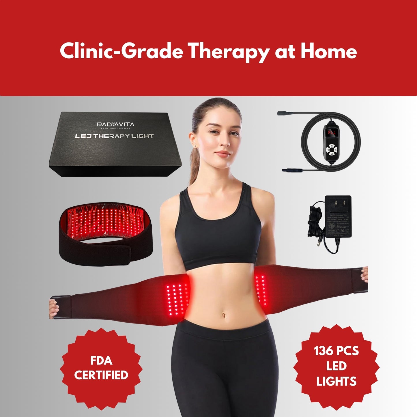 RadiaVita 130X20cm Extra-Long Full-Body Red Light Therapy Wrap