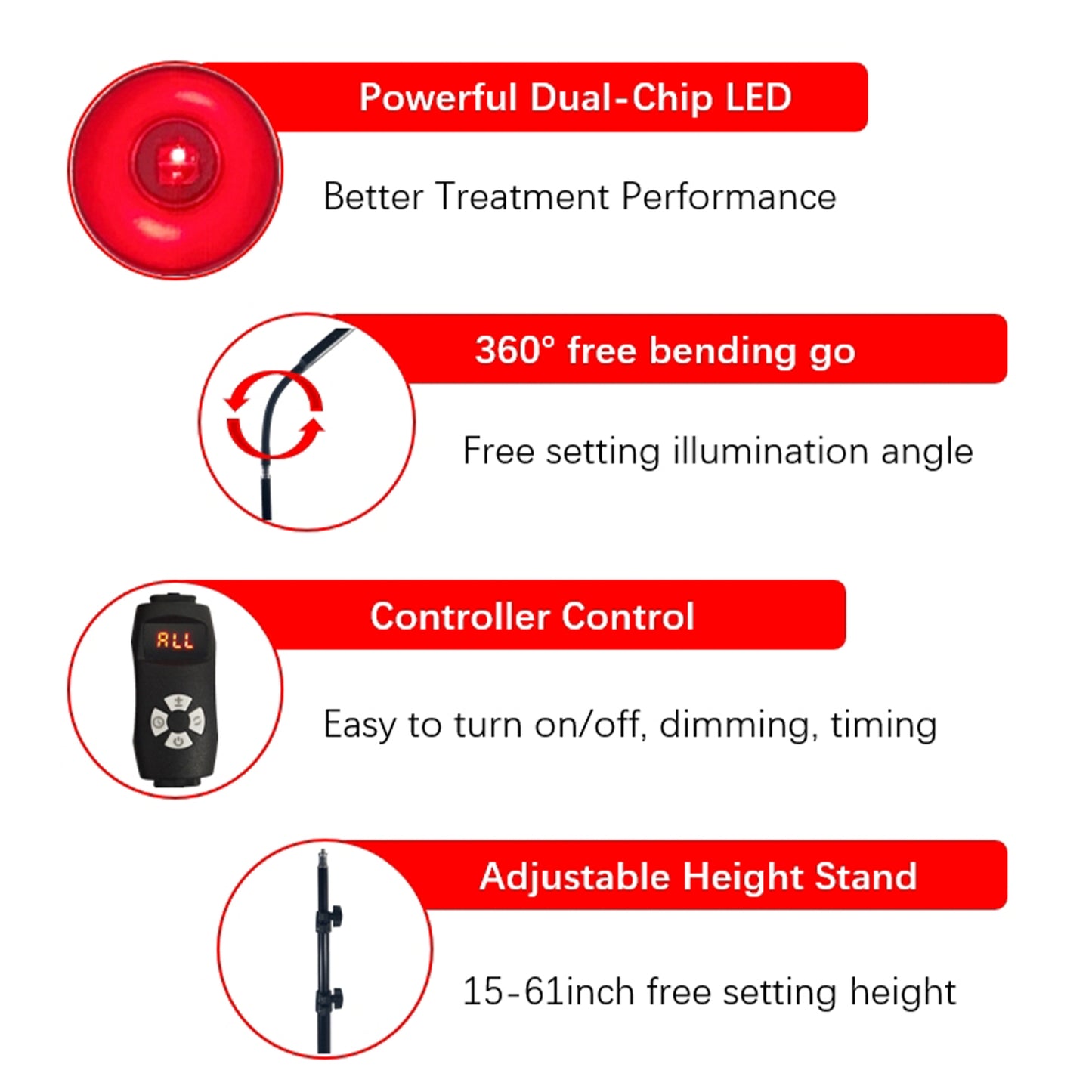 RadiaVita Red Light Therapy Panel with Adjustable Tripod Stand