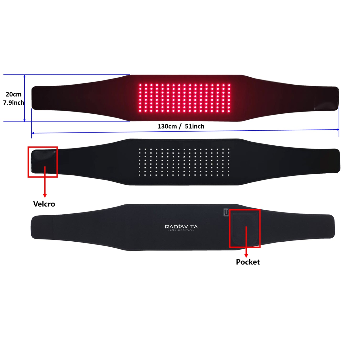 RadiaVita 130X20cm Extra-Long Full-Body Red Light Therapy Wrap