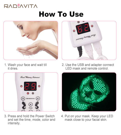 RadiaVita 7-Color LED Photon Face Mask (Skin Rejuvenation & Anti-Aging Light Therapy)